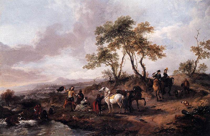 Philips Wouwerman Halt of the Hunting Party Germany oil painting art